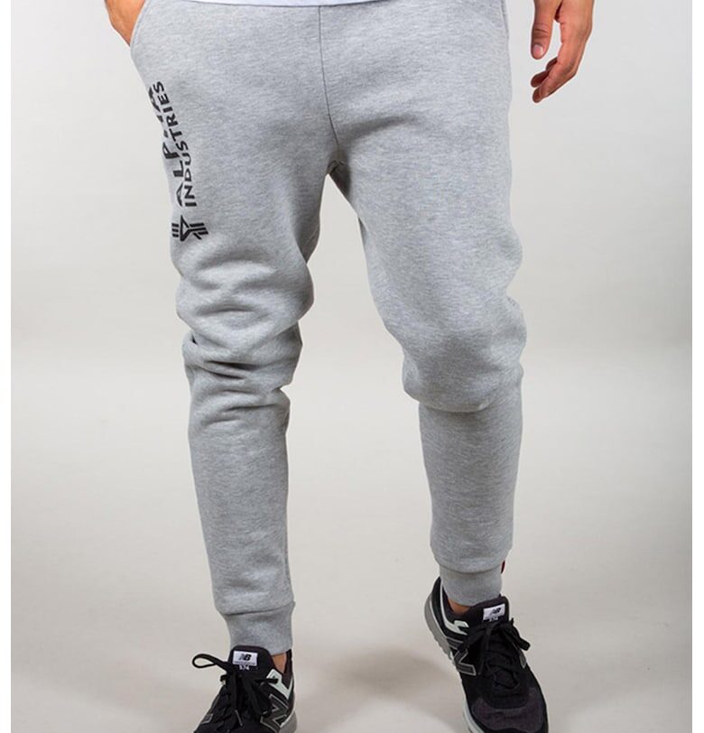 Памучен спортен панталон с регулируема талия - Сив меланж ALPHA INDUSTRIES