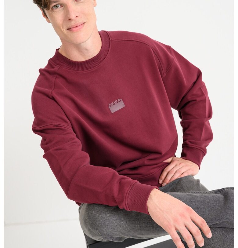 Памучен суитшърт Delast с принт - Червен HUGO