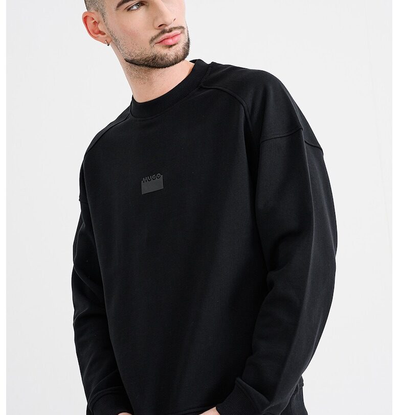 Памучен суитшърт Delast с принт - Черен HUGO