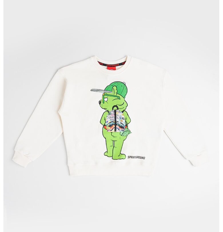 Памучен суитшърт Sharks In The Rizz Bear - Лайм зелено/Крем Sprayground