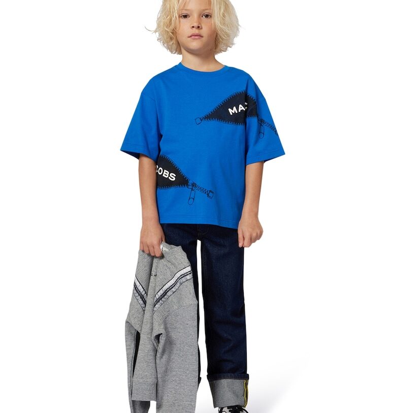 Памучен суитшърт с графична шарка на гърба - Черен/Сив меланж Marc Jacobs