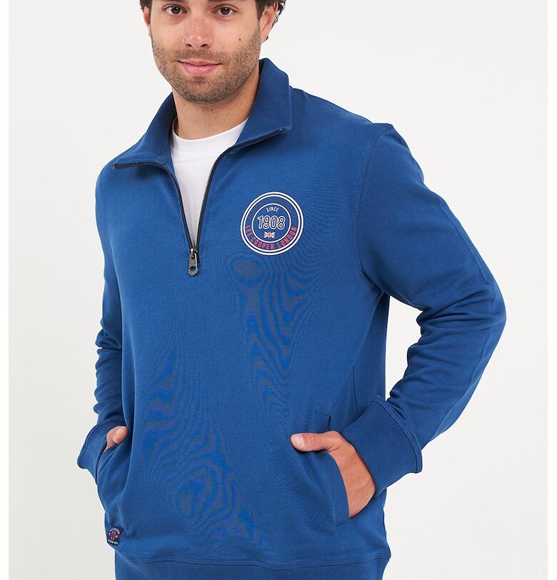 Памучен суитшърт с къс цип - Кралско Синьо Lee Cooper