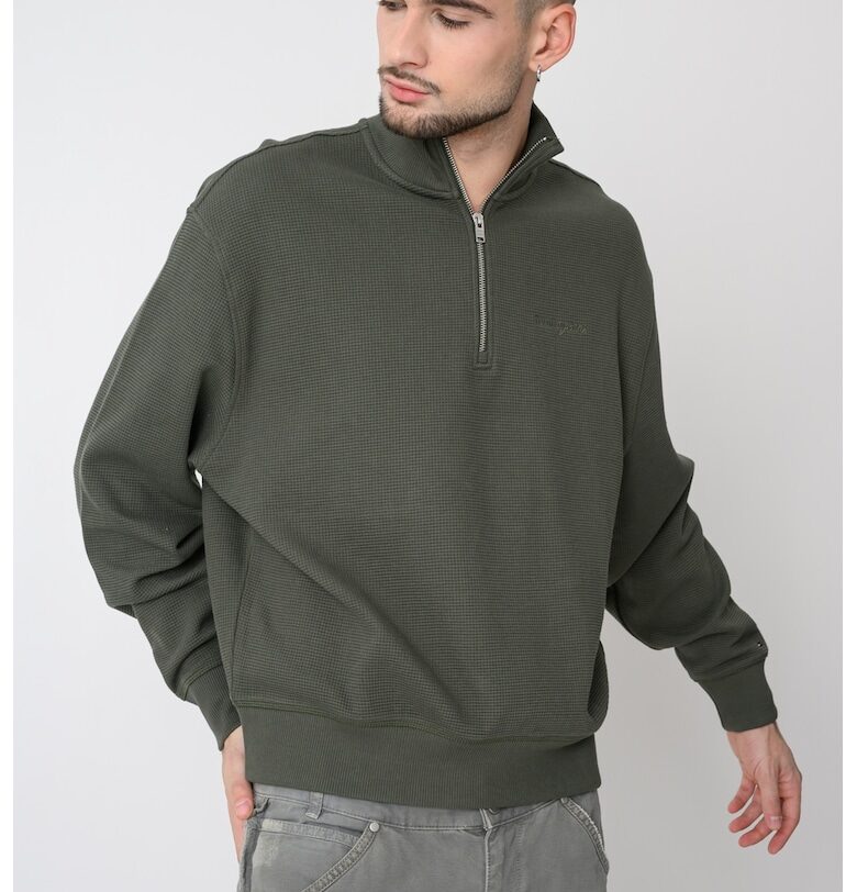 Памучен суитшърт с лого - Зелен Tommy Jeans