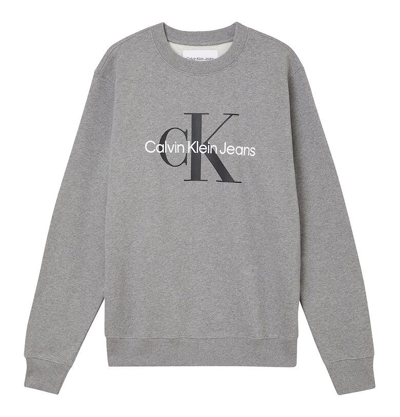 Памучен суитшърт с лого - Сив меланж CALVIN KLEIN JEANS