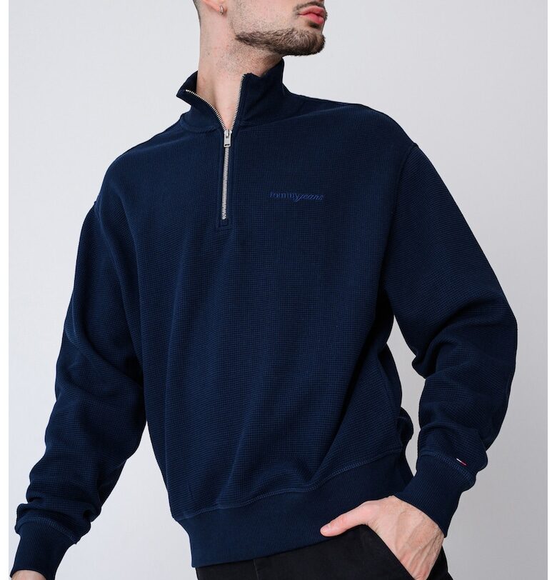 Памучен суитшърт с лого - Тъмносин Tommy Jeans