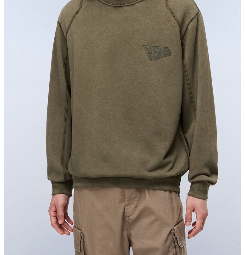 Памучен суитшърт с лого на гърба - Сиво-кафяв/Каки Napapijri