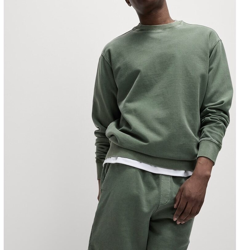 Памучен суитшърт с овално деколте - Папратово зелено Marks  Spencer