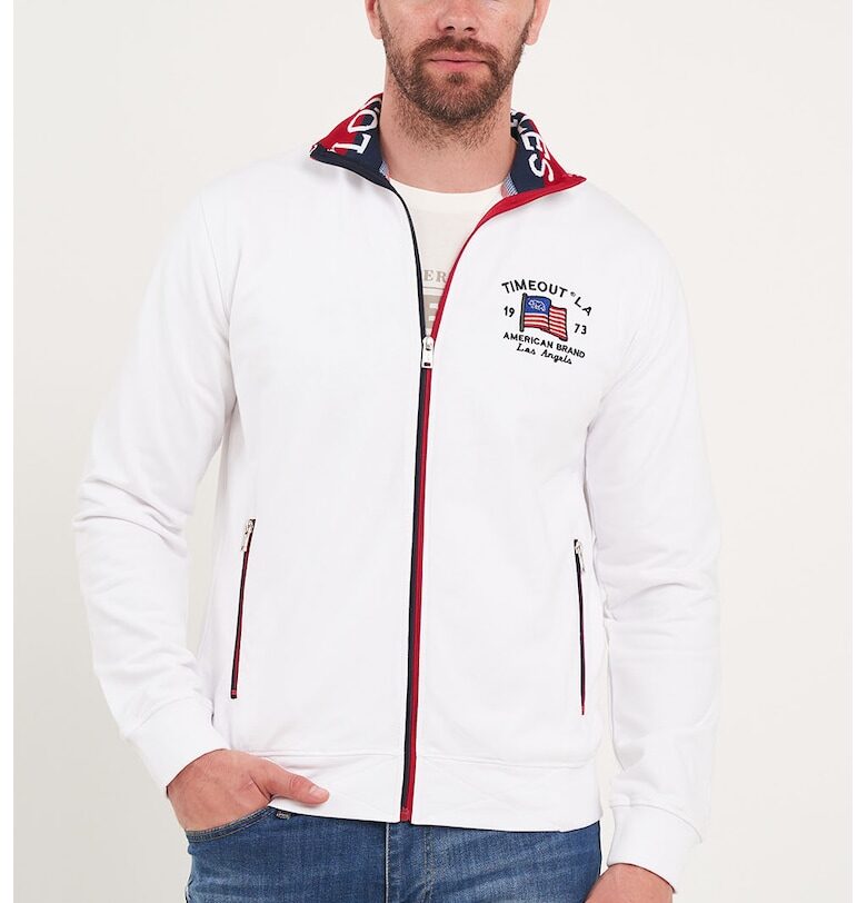 Памучен суитшърт с цип - Бял Timeout