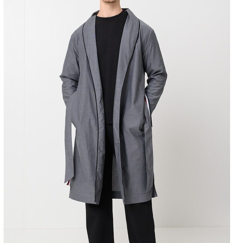 Памучен халат с връзка - Tъмносив Tommy Hilfiger