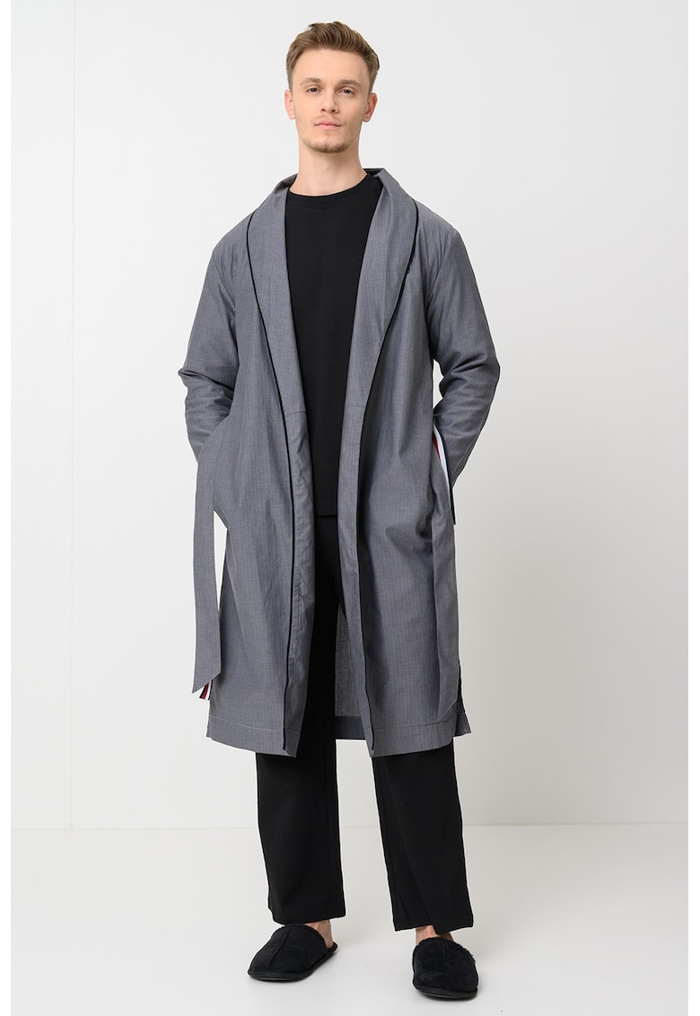 Памучен халат с връзка - Tъмносив Tommy Hilfiger