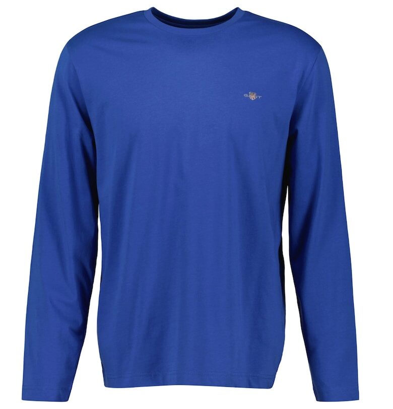 Памучна блуза Shield - Индигово синьо Gant