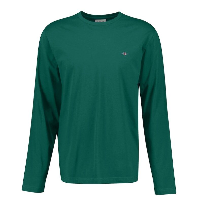 Памучна блуза Shield - Червен/Тъмнозелен Gant