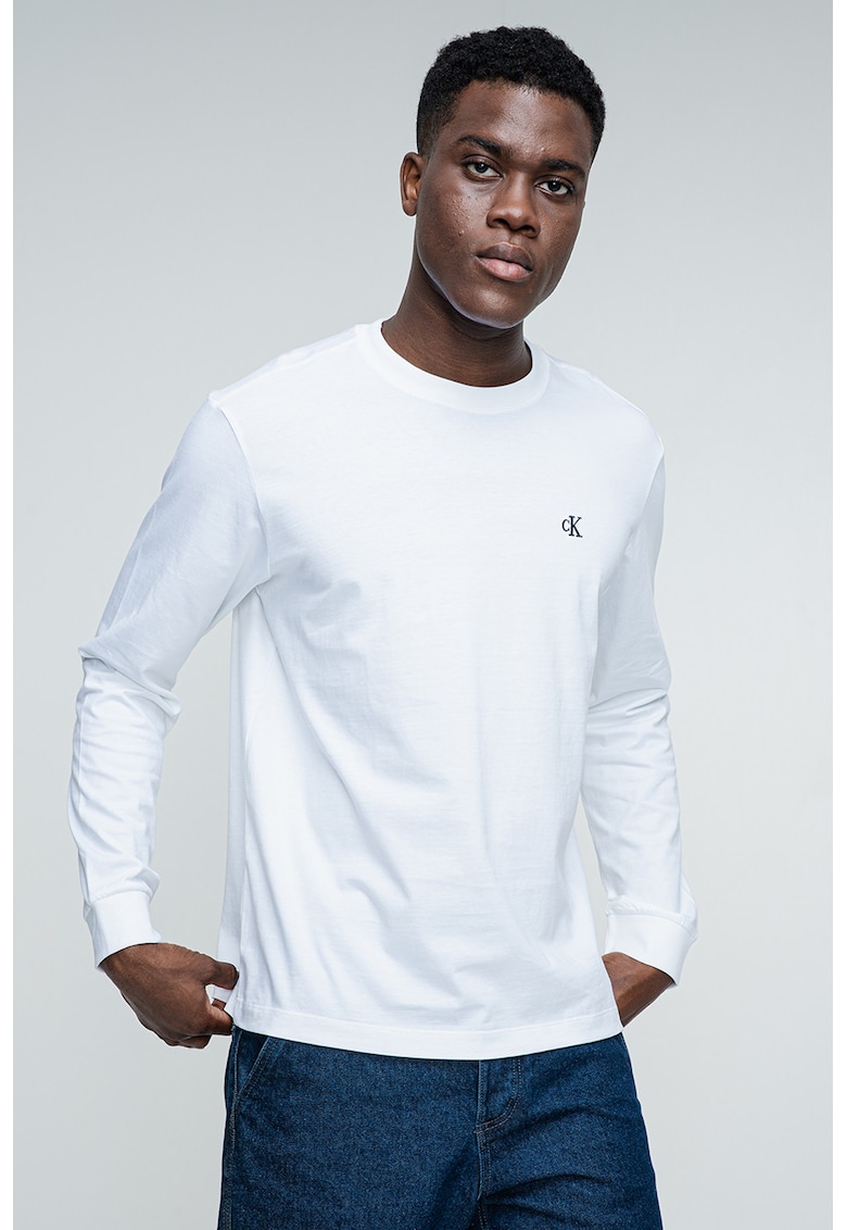 Памучна блуза с лого - Бял CALVIN KLEIN JEANS
