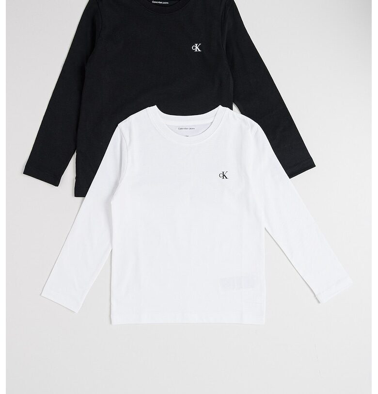 Памучна блуза с овално деколте - 2 броя - Бял/Черен CALVIN KLEIN