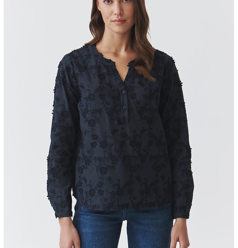 Памучна блуза с флорална бродерия - Ултрамарин синьо Tatuum