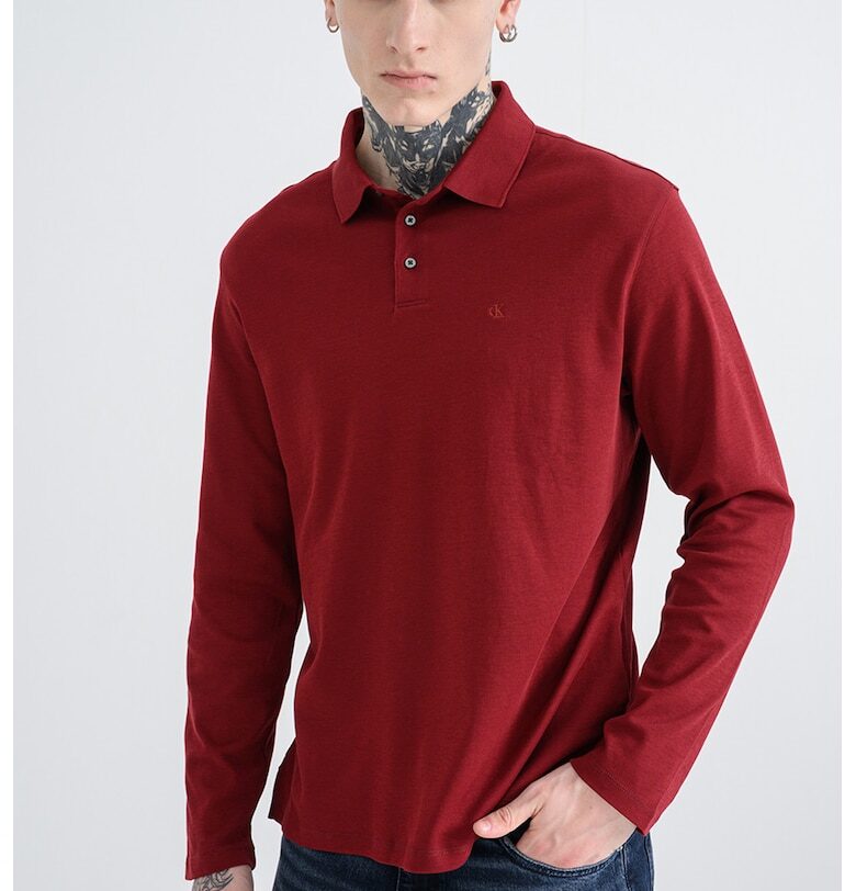 Памучна блуза с яка - Бордо CALVIN KLEIN