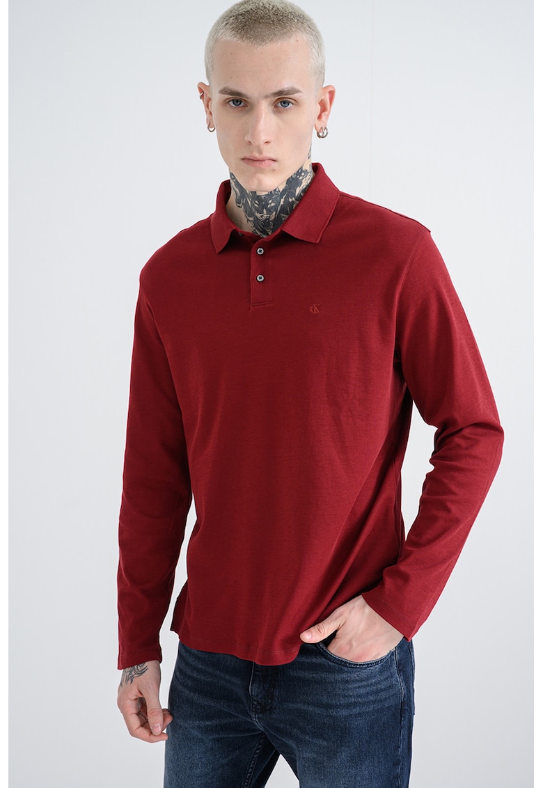 Памучна блуза с яка - Бордо CALVIN KLEIN