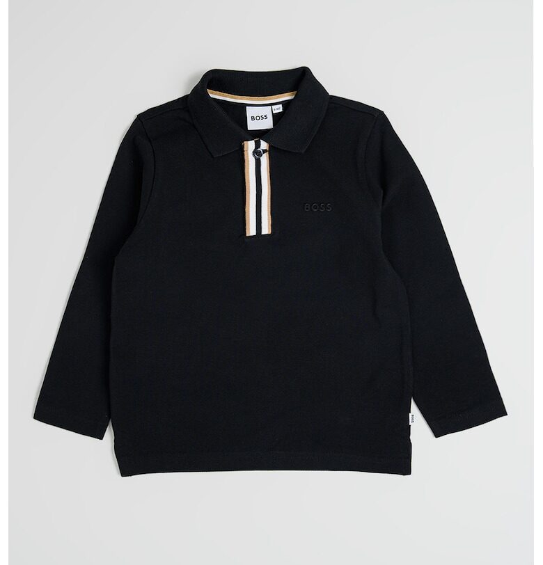 Памучна блуза с яка - Черен BOSS Kidswear