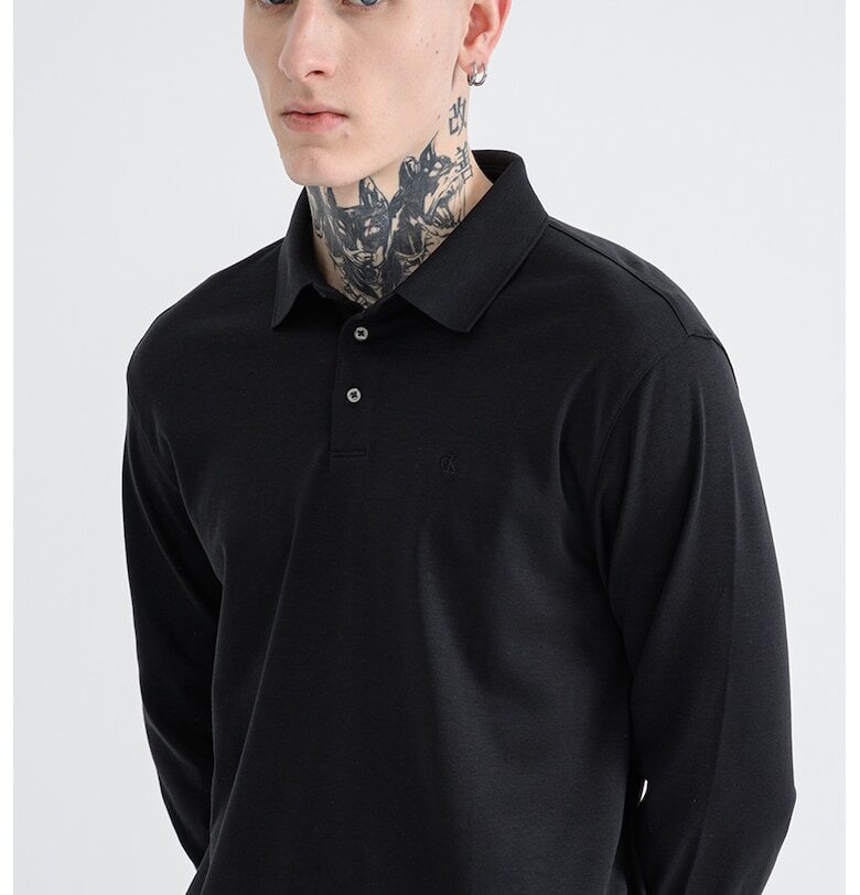 Памучна блуза с яка - Черен CALVIN KLEIN