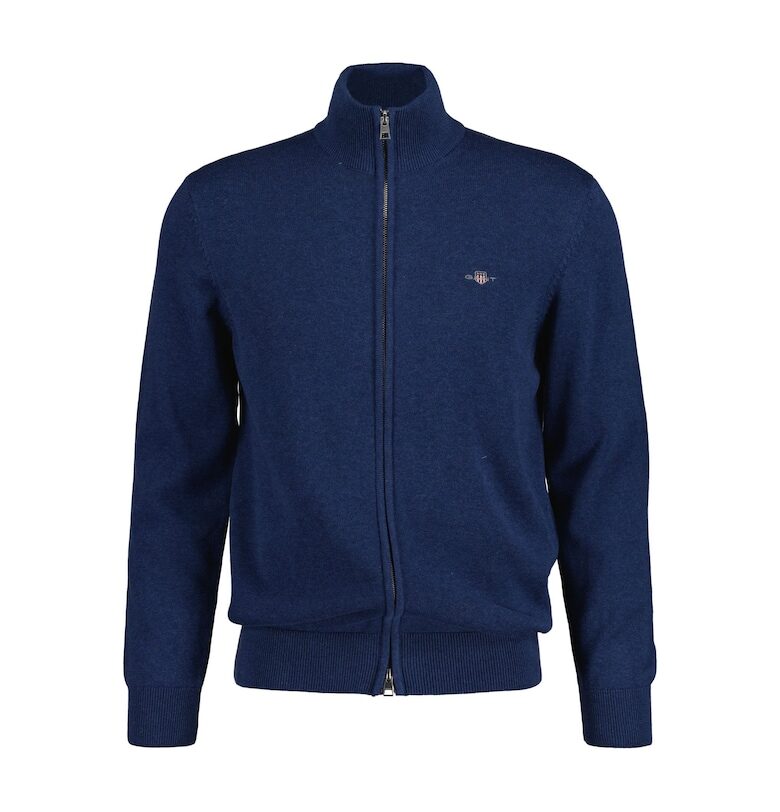 Памучна жилетка с цип - Ултрамарин синьо Gant