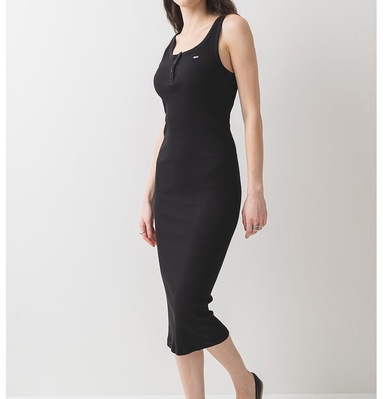 Памучна миди рокля по тялото Tommy Jeans