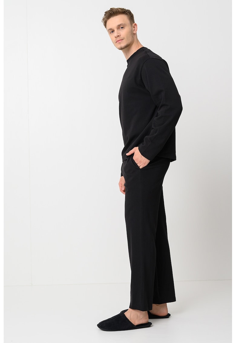 Памучна пижама с изчистен десен - Черен CALVIN KLEIN