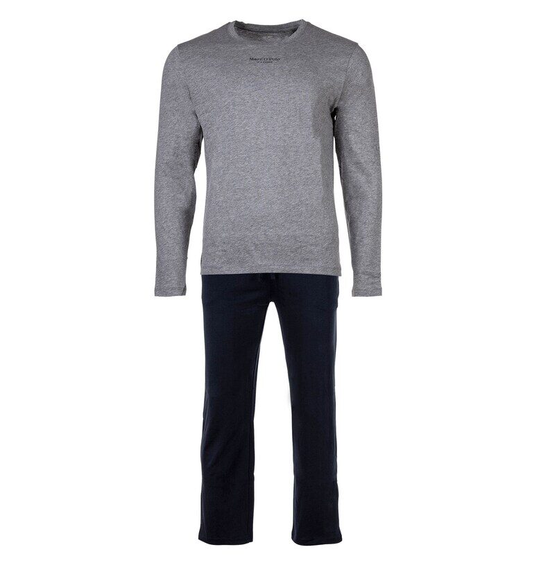 Памучна пижама с овално деколте - Сив/Тъмносин Marc OPolo