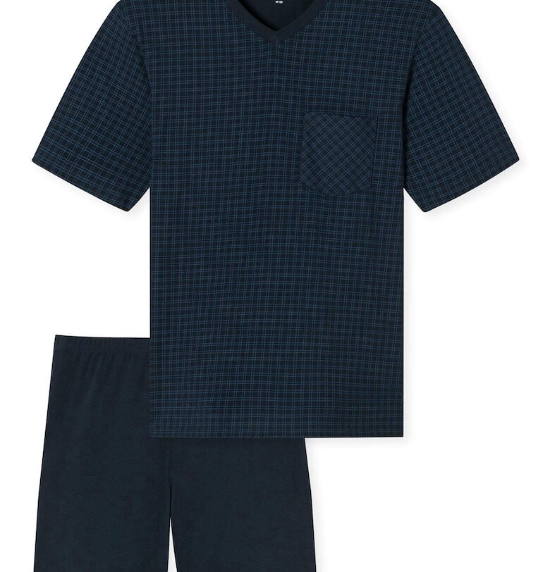 Памучна пижама с принт - Тъмносин Schiesser