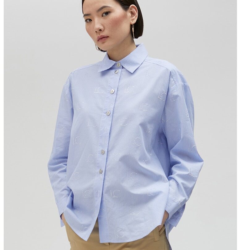 Памучна раирана риза - Бял/Пастелносин Lola casademunt