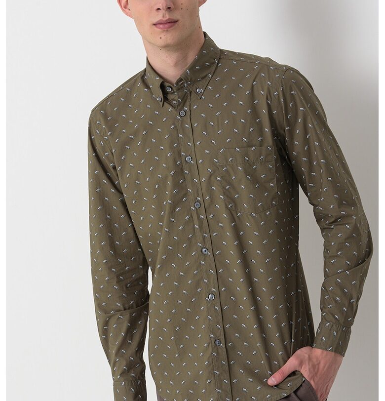 Памучна риза Oxford - Папратово зелено BOSS