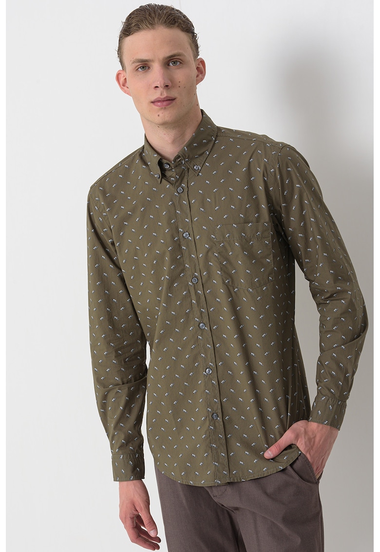 Памучна риза Oxford - Папратово зелено BOSS