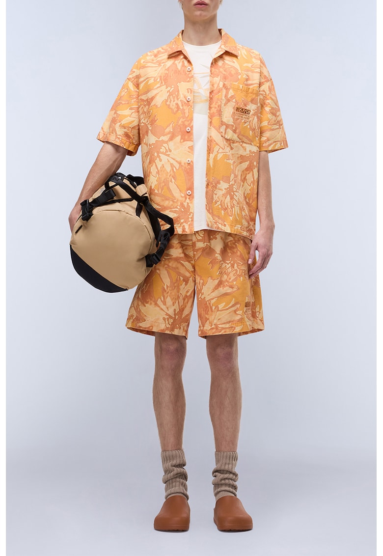 Памучна риза Talla с къси ръкави - Оранжев/Крем Napapijri