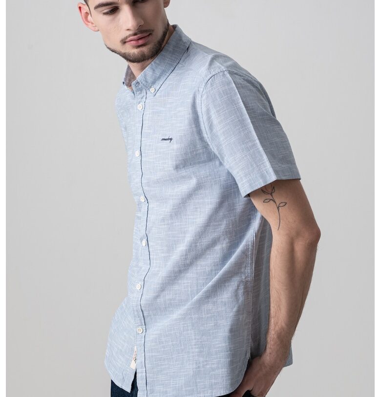 Памучна риза - Бял/Син Mustang