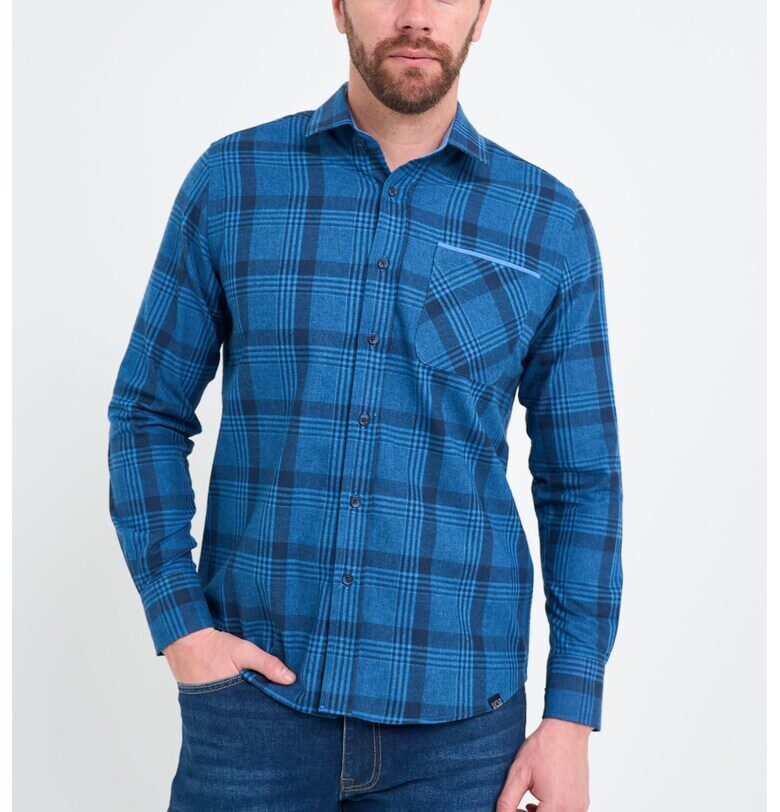 Памучна риза на каре с дълги ръкави - Черен/Тъмносин Lee Cooper