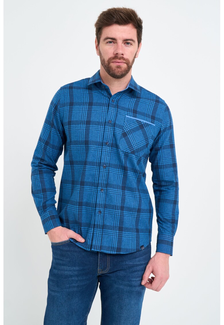 Памучна риза на каре с дълги ръкави - Черен/Тъмносин Lee Cooper