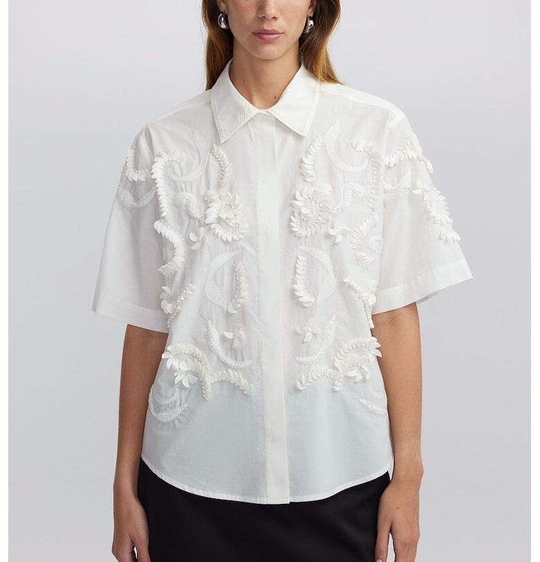 Памучна риза с бродерии - Слонова кост Ipekyol