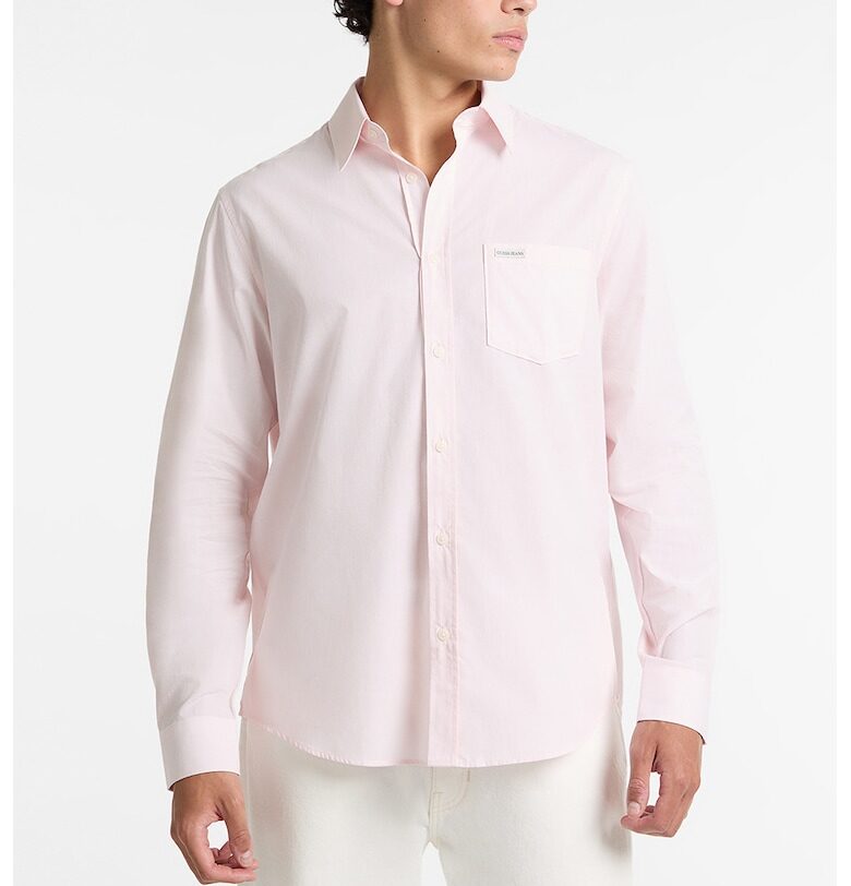 Памучна риза с джоб - Бледо розово GUESS JEANS