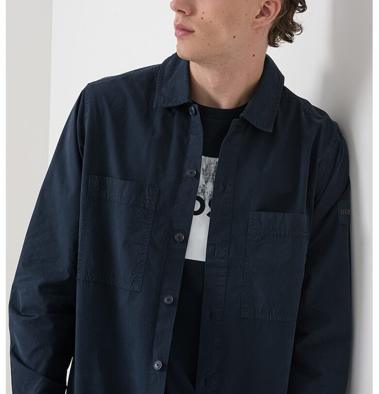 Памучна риза с джоб - Тъмносин BOSS