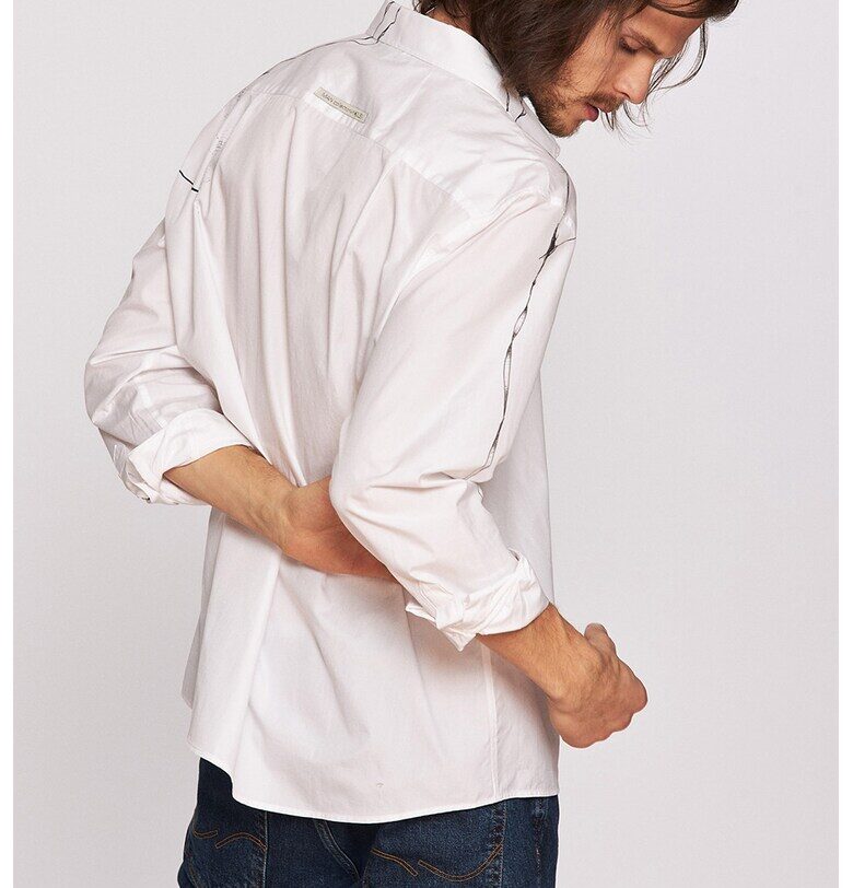 Памучна риза с джоб отпред - Бял/Черен Madlen