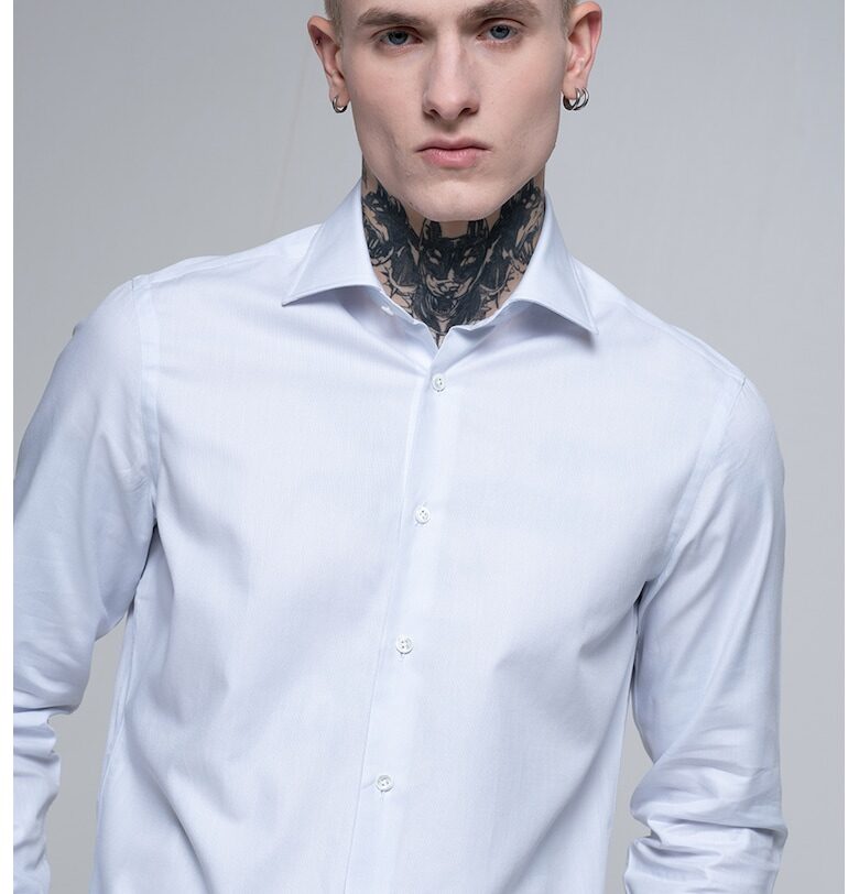 Памучна риза с дълги ръкави - Бледо синьо Pal Zileri