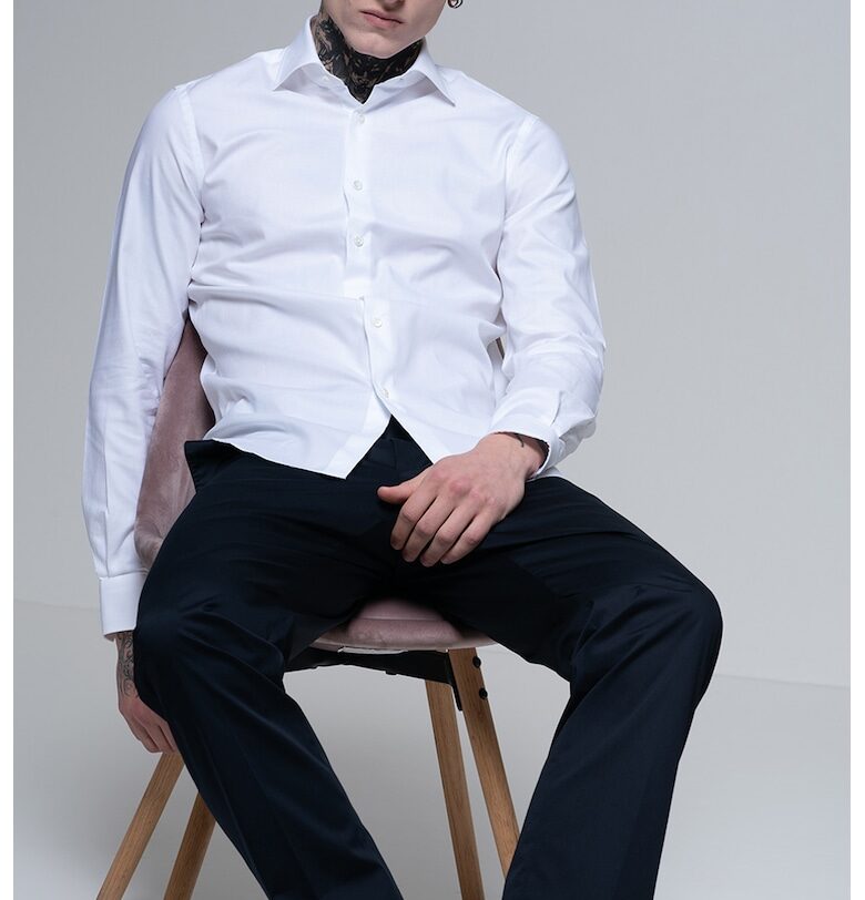 Памучна риза с дълги ръкави - Бял Pal Zileri