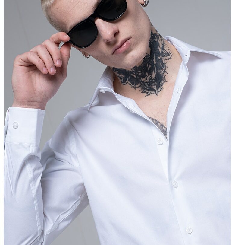 Памучна риза с дълги ръкави - Бял Pal Zileri