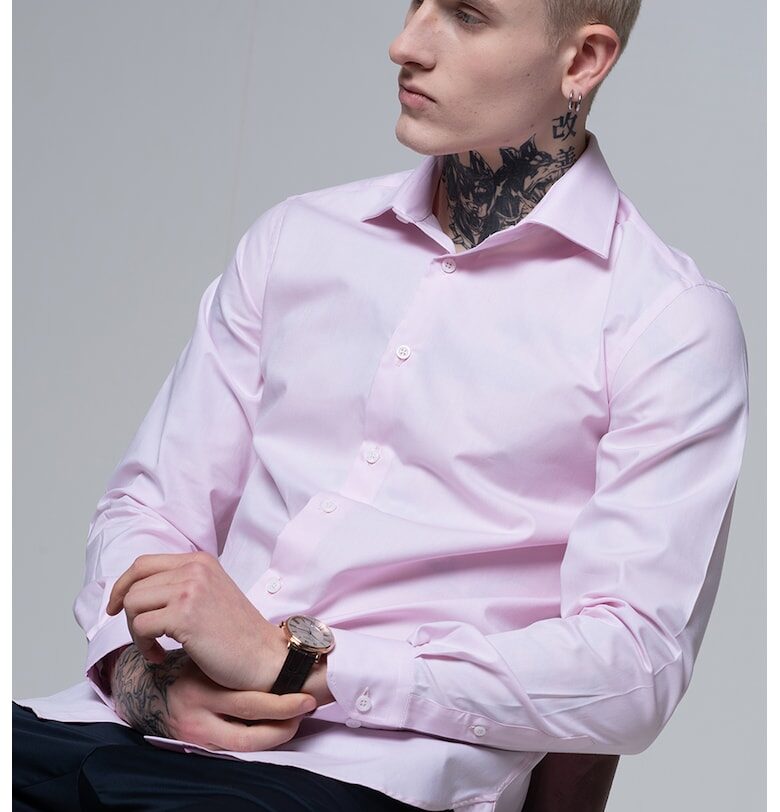 Памучна риза с дълги ръкави - Розово Pal Zileri