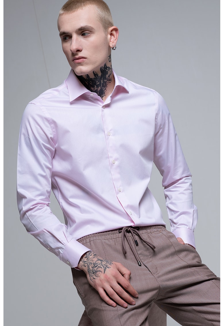 Памучна риза с дълги ръкави - Розово Pal Zileri