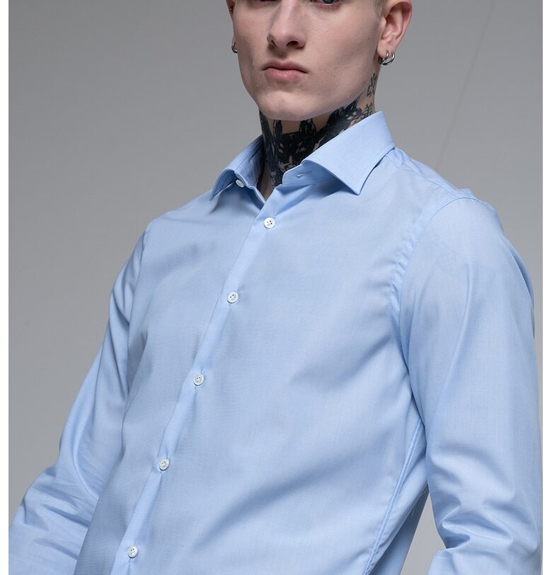 Памучна риза с дълги ръкави - Светлосин Pal Zileri