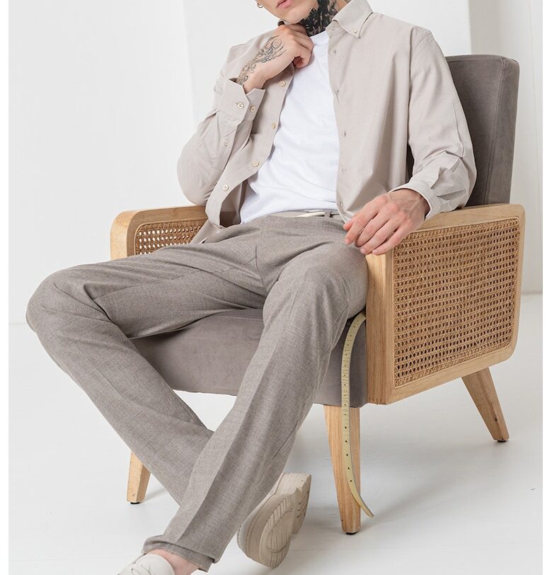 Памучна риза с класическа яка - Прашно жълто Pal Zileri