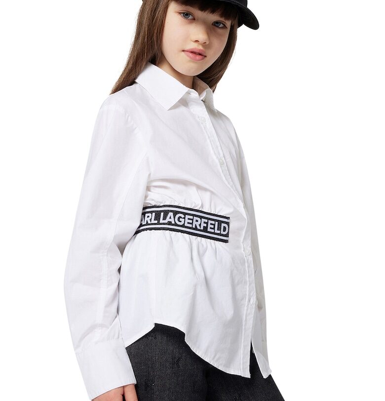 Памучна риза с лого - Черен/Бял KARL LAGERFELD KIDS