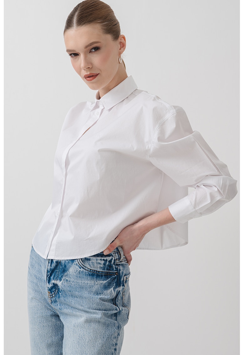 Памучна риза с паднали ръкави - Бял ARMANI EXCHANGE