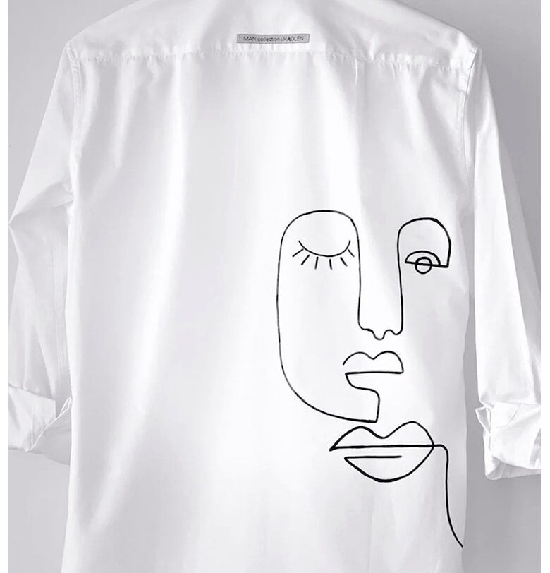 Памучна риза с принт - Бял/Черен Madlen