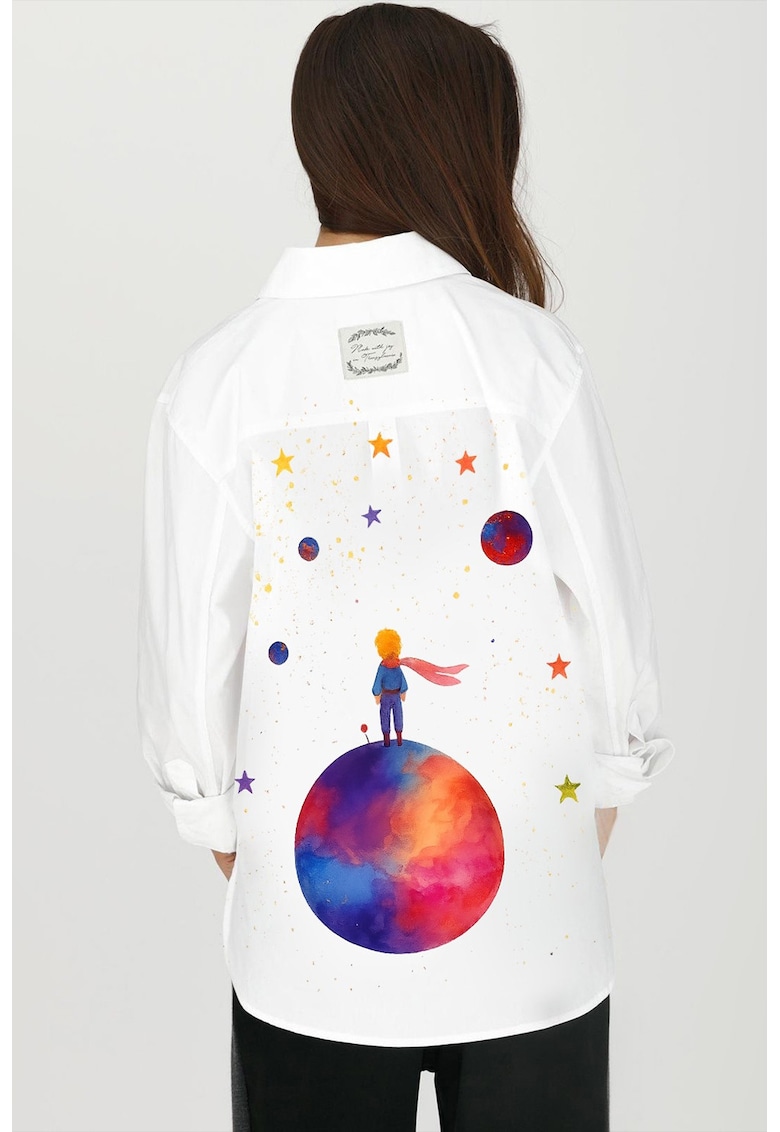 Памучна риза с принт на гърба - Червен/Бял/Син Madlen